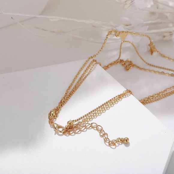 ✨Layered Gold Star & Moon Gypsy Necklace New - Picture 3 of 5